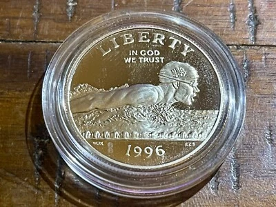 🇺🇸 BU 1996-S Proof Olympics (Swimming) Commemorative Half Dollar w/ capsule - Image 1 of 3