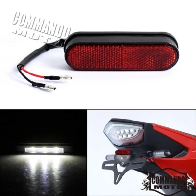 Motorcycle LED License Plate Light w/ Red Reflector For Honda Kawasaki Suzuki - Image 1 of 4