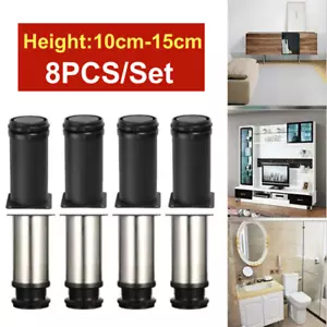8Pc 10/15cm Metal Furniture Legs Adjustable Cabinet Sofa Kitchen Bed Couch Feet~ - Picture 1 of 26