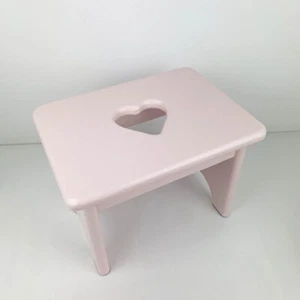 Pink timber children's stool with heart cutout Girls bathroom bedroom foot stool - Picture 1 of 6