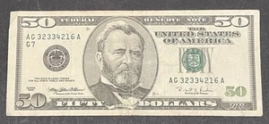Series 1996 ~ Chicago $50 Fifty Dollar Bill Note FRN ~ AG32334216A ~ - Picture 1 of 2