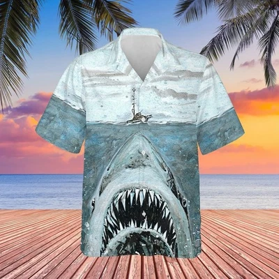 Ocean Shark Jaws Unisex Hawaiian Shirt Summer Shirt Full Size S-5XL - Image 1 of 4