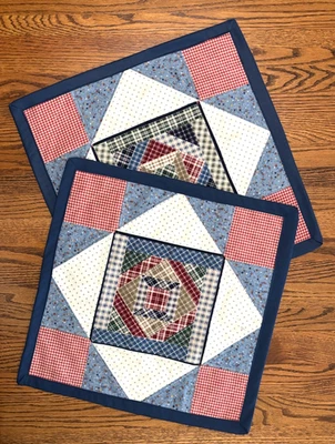 2 pc Handmade Table Topper Runner Quilted Country Farmhouse New 17" x 17" - Image 1 of 4