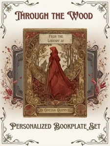 Through the Wood Ex Libris Personalized Bookplates Set Little Red Riding Hood - Imagen 1 de 6