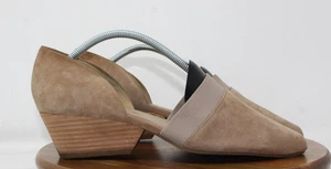 Eileen Fisher Shoes Womens Size 12 Taupe Suede Block Heel Pointed Toe Elastic - Picture 1 of 9