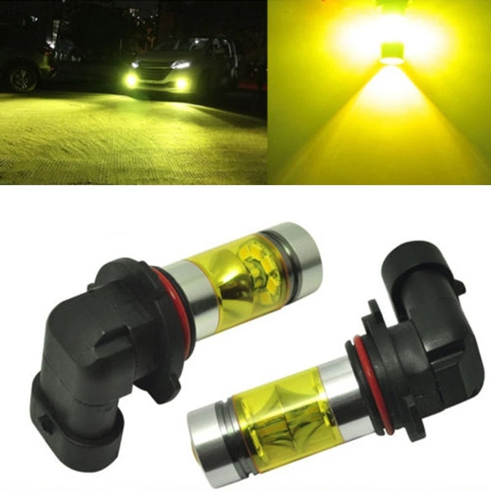 2pcs Yellow 100W LED Headlight Bulbs Lights Fog Lamps Kit 3000K 1800LM 12V-24V - Image 1 of 4