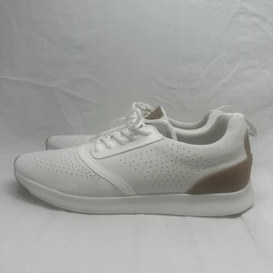 Steve Madden Shoes Mens White Perforated Low Top Lace Up Casual Sneakers - Picture 1 of 12