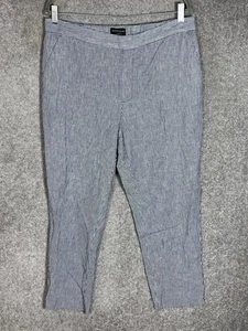 Banana Republic Hayden Linen Blend Pants Womens Sz 12 Blue White Striped Pull On - Picture 1 of 9