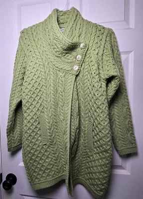 Aran Craft Merino Wool Cable-Knit Cardigan Sweater Womens S Button-Collar - Image 1 of 4