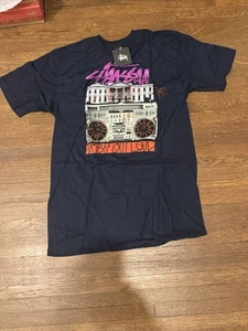 Camiseta De Colección Stussy Tribe Out Loud Boombox Negra NUEVA Mediana Nueva Con Etiquetas Auténtica - Imagen 1 de 4