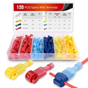 Nilight 120 Pcs/60 Pairs Quick Splice Wire Terminals T-Tap Self-stripping with - Picture 1 of 8