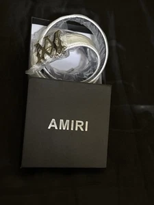 AMIRI White Leather Belt with Signature Logo Buckle - Picture 1 of 2