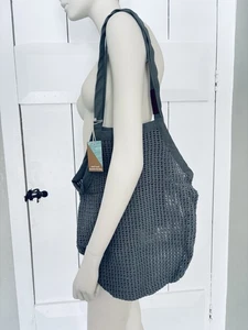Sandwolke grau grau Bio-Baumwolle gewebt wiederverwendbar Netz Markt Strandtasche Beuteltasche - Bild 1 von 11