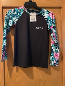 Salt Life Girl’s Black Tropical Long Sleeve SLX (Drifit) Shirt NWT Size S - Picture 1 of 3