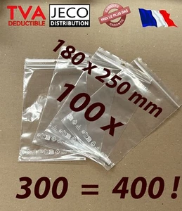 LOT 100 sachet pochette pochon plastique zip 180x250 18x25 qualite envoi suivi f - Imagen 1 de 1