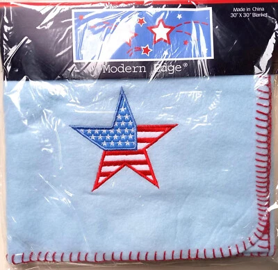 Manta de lana bordada azul claro para guardería de bebé estrella de Estados Unidos Foto 1 de 4