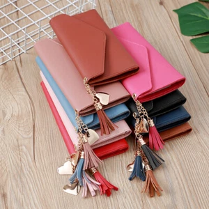 Lady Leather Women's Long Wallet Trendy Fashion Card Holder Envelope Shape FB - Picture 1 of 18