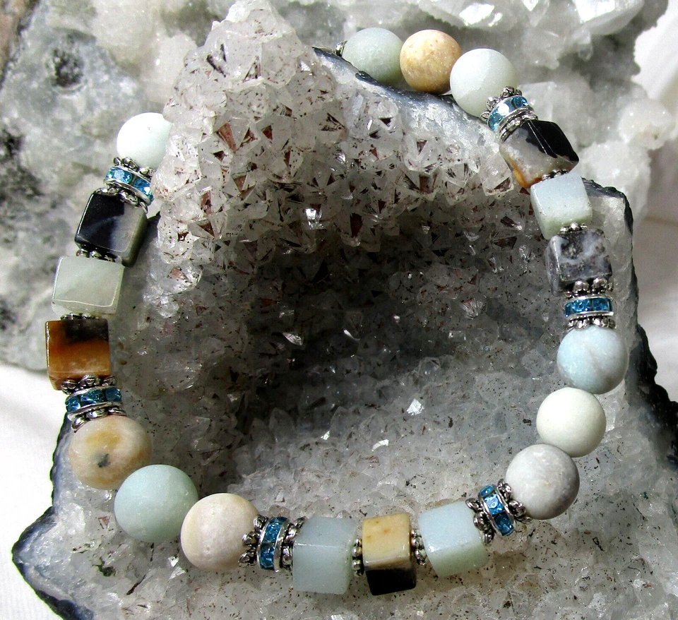 ANDENOPAL multicolor    Edelstein-Armband  HANDARBEIT ca.19 cm Nr.2 - Bild 1 von 1