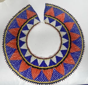 Vintage African Glass Seed Bead Collar Choker Bib Necklace Handmade Beaded - Picture 1 of 6