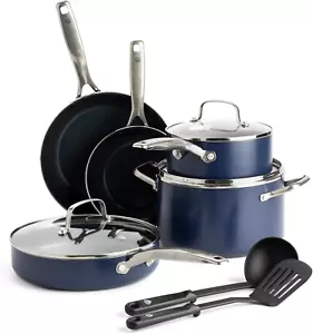 10 Piece Cookware Set, Diamond Infused PFAS & Pfoa-Free Ceramic Nonstick Pots an - Picture 1 of 9