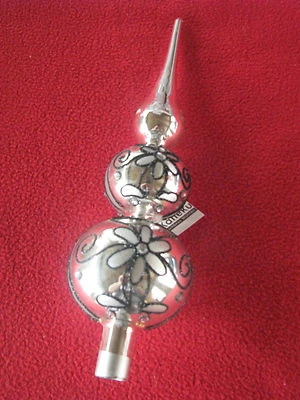 Baumspitze Kaheku Baumschmuck Baumspitze Tannenbaumspitze Glas " silber glanz " - Bild 1 von 3