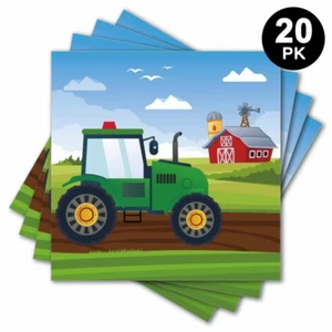 Tractor Farm Theme Luncheon Napkins 20pk | Kids Birthday Party Tableware - Picture 1 of 1