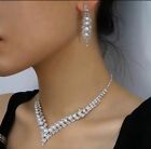 Stonefans Pearls Rhinestone Bridal Jewellery 2 Set,  Necklace And Earrings