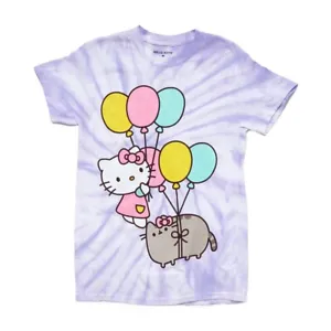 Sanrio Hello Kitty x Pusheen Adult Unisex XL T Shirt Tie Dye Tee Purple NEW wTag - Picture 1 of 2