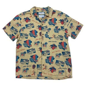Nudie Jeans ARON REVERIES Short Sleeve Shirt Yellow Cotton Men's Small MINT - Picture 1 of 9