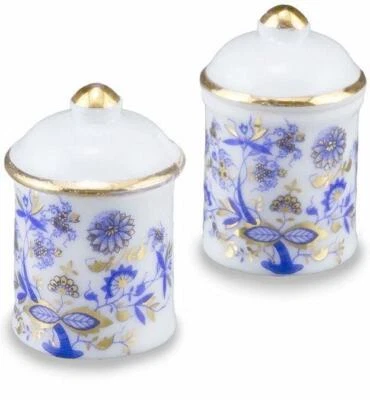 Large Canister Set 1.481/5 Reutter Porcelain Blue Onion DOLLHOUSE Miniature - Image 1 of 2