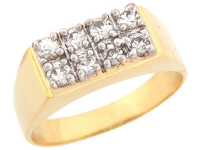 10k or 14k Real Two Tone Gold White CZ Elegant Sparkling Mens Ring - Image 1 of 4