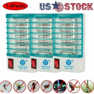 1/2/3 Packs Indoor LED Electric Mosquito Fly Bug Insect Trap Zapper Killer Lamp - Picture 1 of 12