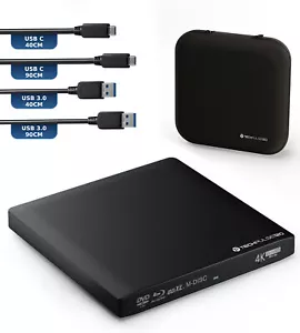 techPulse120 Extern USB 3.1 UHD 4K M-DISC BDXL 100 GB USB-C Alu Blu-ray Brenner - Bild 1 von 7