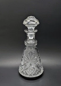 Vintage geschliffenes Glas Kristall Schnaps Karaffe Stopfen amerikanischer Brillant Starburst - Bild 1 von 9
