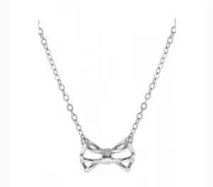 $75 Ted Baker Statement Geometric Silver Tone Bow Pendant Necklace A261 - Picture 1 of 10