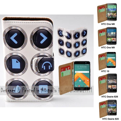 For HTC Series Mobile Phone - Gadget Icon Theme Print Wallet Phone Case Cover - Image 1 of 3