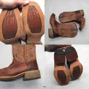 Justin Bent Rail Navigator Mens 9 EE Brown Leather Sqaure Toe Cowboy Boots USA - Picture 1 of 23
