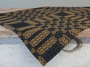 New Primitive Black Gold COVERLET TABLE RUNNER Woven Topper - Picture 1 of 2
