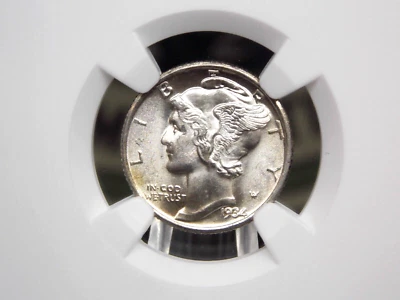 1934 "P" Mercury SILVER Dime 10c NGC MS66 FB #005 *FULL BANDS* GEM BU Unc ECC&C - Image 1 of 4