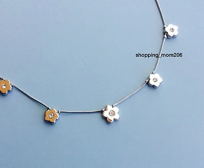 Collar Lia Sophia "Flor de Pared" Tono Plata Acentos Florados con Cristales 15-18" Foto 1 de 3