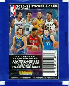 1 x 2020 2021 Panini NBA Basketball Stickers & Cards Sealed Pack - Picture 1 of 2