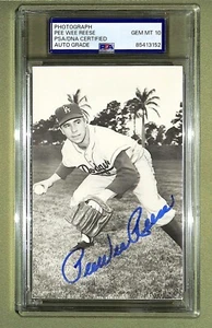 Pee Wee Reese Signed Original EF Collins Photo HOF Brooklyn Dodgers PSA 10 Auto - Picture 1 of 2