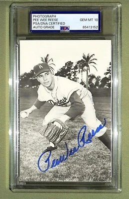Pee Wee Reese Signed Original EF Collins Photo HOF Brooklyn Dodgers PSA 10 Auto - Image 1 of 2