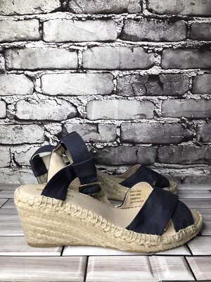 Saks Fifth Avenue Blue Denim Fabric Espadrilles Wedge Sandals Women sz 9M US/40 - Image 1 of 4