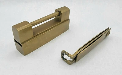 Candado de puerta con llave de latón chino antiguo estilo antiguo antiguo 6"L Foto 1 de 4