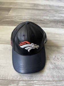 Vintage Denver Broncos Snapback Hat Black Leather Cap AFC - Picture 1 of 10