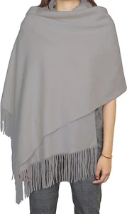 100% pure cashmere large winter large solid light gray wrap 80x13.5” retail 139 - Picture 1 of 4