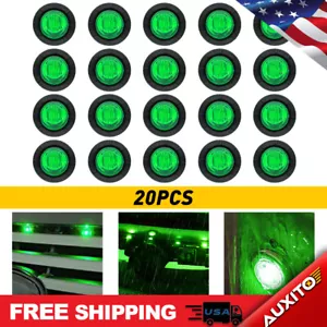 20x 3/4" LED Green Side Marker Lights Universal Clearance Bullet Lamp Trucks RV - Picture 1 of 1