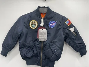 Alpha Industries Kid's Replica Blue Bomber NASA Patched Flight Jacket Size 4T - Picture 1 of 23