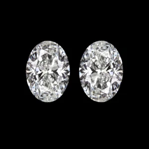 2 CARAT F VS2 LAB CREATED DIAMOND STUD EARRINGS OVAL SHAPE PAIR CERTIFIED GROWN - Picture 1 of 1